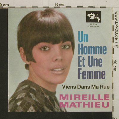 Mathieu,Mireille: Un Homme Et UneFemme/ViensDansMaRue, Barclay (M 926), D Typ: 7" Best.-Nr.: T2927 Preis: 4,00 Euro