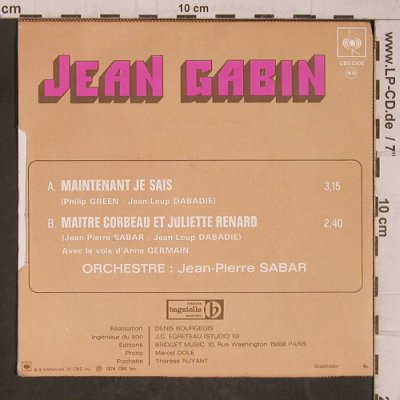 Gabin,Jean - et Juliette Renard: Maintenant Je Saiss, vg+/m-, CBS (CBS 2506), F, 1974 Typ: 7" Best.-Nr.: T5418 Preis: 5,00 Euro