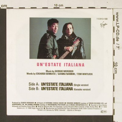 Bennato,Edoardo & Nannini,Gianna: Un'Estate Italiana, Virgin(112913-100), D, 1990 - 7inch - S9964 - 3,00 Euro