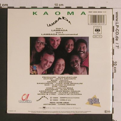 Kaoma: Lambada / Inst., CBS, NL, 1989 Typ: 7" Best.-Nr.: S8362 Preis: 2,50 Euro
