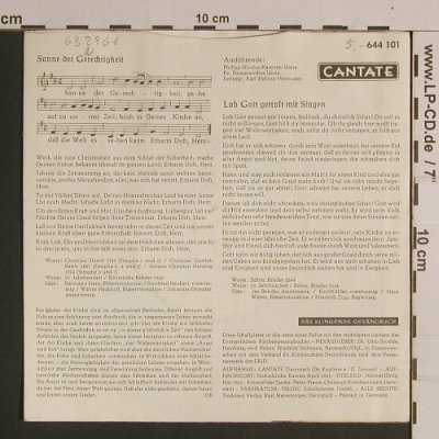 Lieder des Kirchentags: Sonne der Grechtigkeit, Cantate (644 101), D Typ: 7" Best.-Nr.: S8322 Preis: 3,00 Euro