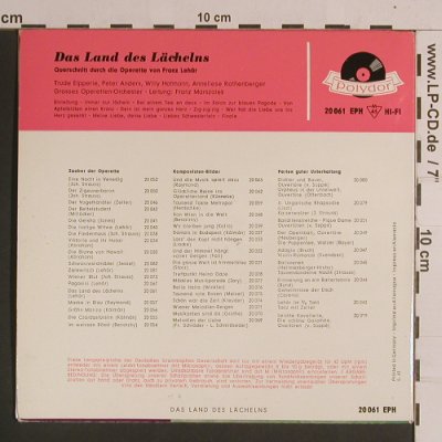 Lehar,Franz: Das Land des Lächelns (Querschnitt), Polydor (20 061 EPH), D, Mono, 1961 Typ: EP Best.-Nr.: S8341 Preis: 3,00 Euro