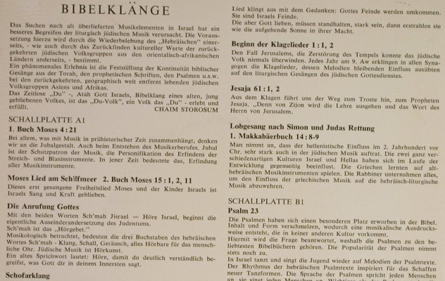 Collegium Musicum Judaicum: Bibel-Klänge, Foc, Foto, Bosch&Keuning (111037/038),  Typ: 7"*2 Best.-Nr.: S8426 Preis: 5,00 Euro