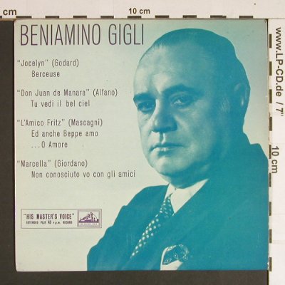Gigli,Beniamino: Jocelyn, 4Tr., vg+/m-, His Masters Voice (7ER 5109), UK Typ: 7" Best.-Nr.: S8458 Preis: 2,50 Euro