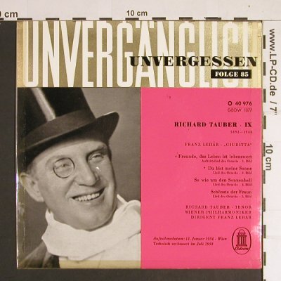 Tauber,Richard - IX: Unvergänglich Unvergessen,Folge85, Odeon (O 40 976), D Typ: EP Best.-Nr.: S8539 Preis: 3,00 Euro