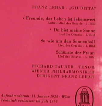 Tauber,Richard - IX: Unvergänglich Unvergessen,Folge85, Odeon (O 40 976), D Typ: EP Best.-Nr.: S8539 Preis: 3,00 Euro
