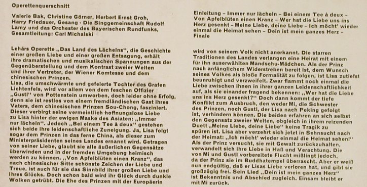 Lehar,Franz: Das Land des Lächelns (Querschnitt), Discoton (26 102), D, Mono, 1961 Typ: EP Best.-Nr.: S8981 Preis: 3,00 Euro