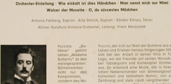 Puccini,Giacomo: La Boheme, Querschnitt, Polydor (21 401 EPH), D, 1960 Typ: EP Best.-Nr.: S9628 Preis: 3,00 Euro