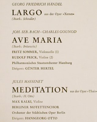 Händel,Bach-Gounod,Massenet: Largo, Ave Maria, Meditation, Telefunken(UV 223), D,  - EP - S9634 - 3,00 Euro