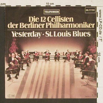 12 Cellisten der Berliner Philh.: Yesterday/St.Louis Blues, Telefunken(66.11 194-01), D, Promo,  - 7inch - S9649 - 3,00 Euro