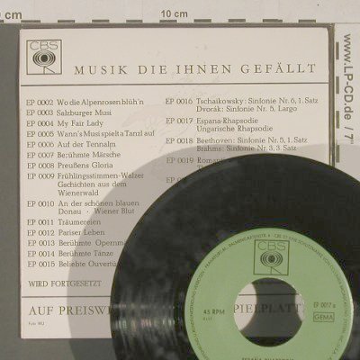 Chabrier / Liszt: Espana un Ungarische Rhapsodie, CBS (EP 0017), D Typ: 7" Best.-Nr.: S9714 Preis: 3,00 Euro