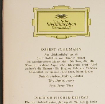 Schumann,Robert: 8 Lieder aus "Dichterliebe", m-/vg+, D.Gr. (30 319 EPL), D, 1961 Typ: EP Best.-Nr.: S9987 Preis: 3,00 Euro