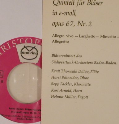 Danzi,Franz: Quintett f.Bläser in e-moll,op.67,2, Christophorus/Fonoring(CV 75 002), D, m/vg+,  - 7inch - T1163 - 3,00 Euro