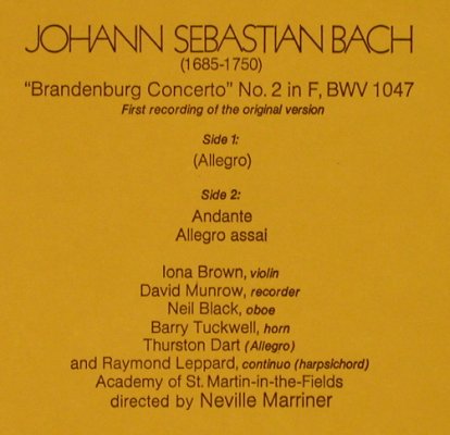 Bach,Johann Sebastian: Brandenburg Concerto Nr.2 F,BWV1047, Philips,annuallyPromo(6831 020), NL, m-/VG+,  - EP - T1917 - 5,00 Euro