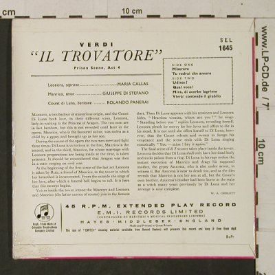 Callas,Maria: Verdi-IL Trovatore(2)Act 4, m-/vg+, Columbia (SEL 1645), UK, Mono Typ: EP Best.-Nr.: T1981 Preis: 3,00 Euro