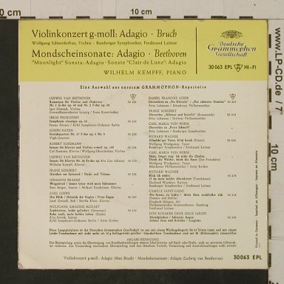 Bruch, Max / van Beethoven, Ludwig: ViolinkonzertG-Moll/Mondscheinsonat, D.Gr. (30 063 EPL), D, 1957 Typ: EP Best.-Nr.: T2593 Preis: 2,50 Euro