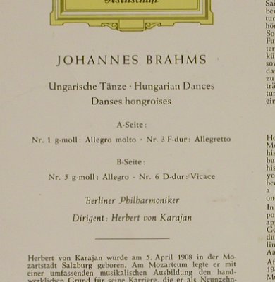Brahms,Johannes: Ungarische Tänze Nr. 1,3,5 und 6, D.Gr. (30 550 EPL), D, 1960 Typ: EP Best.-Nr.: T2694 Preis: 3,00 Euro