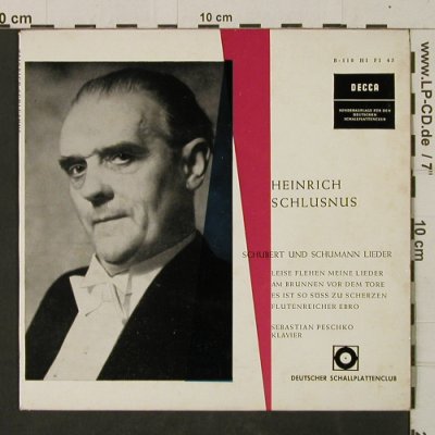 Schlusnus,Heinrich: Schubert- und Schumann-Lieder, Decca(B-110/BD 6010-K), D, DSC,  - EP - T2699 - 3,00 Euro