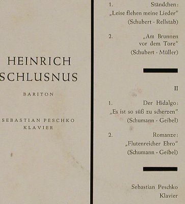 Schlusnus,Heinrich: Schubert- und Schumann-Lieder, Decca (B-110/BD 6010-K), D, DSC Typ: EP Best.-Nr.: T2699 Preis: 3,00 Euro