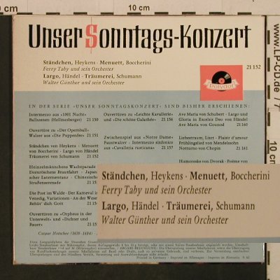 Heykens/Boccherini/Händel/Schumann: Unser Sonntagskonzert, Polydor (21 152), D, 1962 Typ: EP Best.-Nr.: T2719 Preis: 3,00 Euro