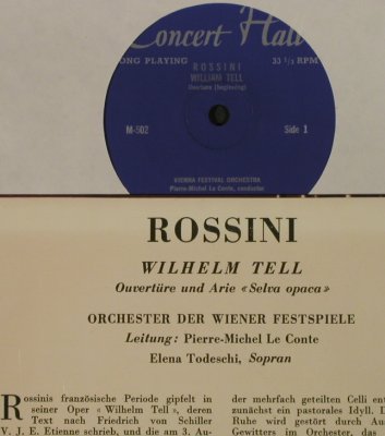 Rossini, Gioacchino: Wilhelm Tell Ouverture/Selva Opaca, Concert Hall (M-502), D Typ: EP Best.-Nr.: T2800 Preis: 3,00 Euro