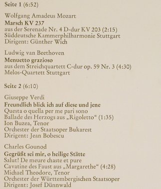 V.A.Das Kleine Festkonzert: Mozart,Beethoven,Verdi,Gounod, Intercord (913-07 E), D Typ: EP Best.-Nr.: T285 Preis: 3,00 Euro