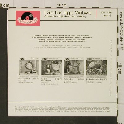 Lehar,Franz: Die lustige Witwe (Querschnitt), Polydor(20 094 EPH), D, 1959 - EP - T2914 - 4,00 Euro