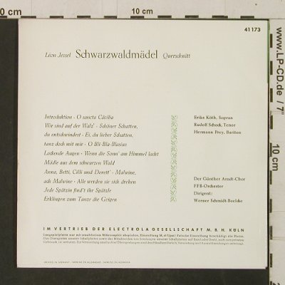 Jessel,Léon: Schwarzwaldmädel (Querschnitt), Electrola (E 41 173), D Typ: EP Best.-Nr.: T2916 Preis: 4,00 Euro