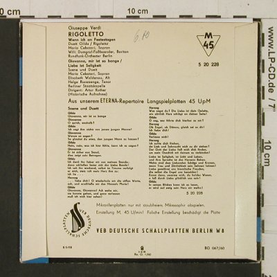 Verdi,Giuseppe: Unvergängl. Stimmen: Rigoletto, Eterna(5 20 228), DDR, 1960 - EP - T2938 - 3,00 Euro