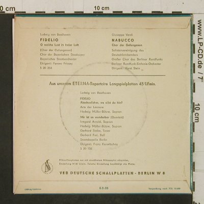 Beethoven,Ludwig van: Fidelio/Nabucco (Die Welt der Oper), Eterna (5 20 254), DDR, 1964 Typ: EP Best.-Nr.: T2939 Preis: 6,00 Euro