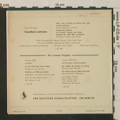 Mascagni,Pietro: Cavalleria Rusticana(D.Welt d.Oper), Eterna(5 20 420), DDR, 1965 - EP - T2940 - 4,00 Euro