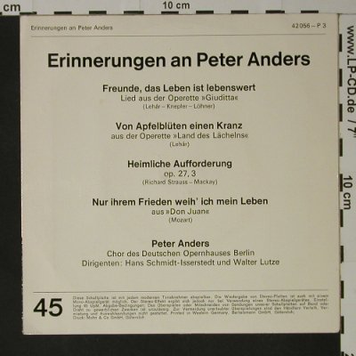 Anders,Peter: Erinnerungen an, Marcato(42 056), D,  - EP - T3249 - 2,50 Euro