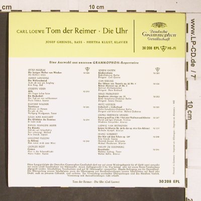 Loewe,Carl: Tom der Reimer + Die Uhr,sewedCover, D.Gr.(30 208 EPL), D, 1956 - EP - T4184 - 3,00 Euro