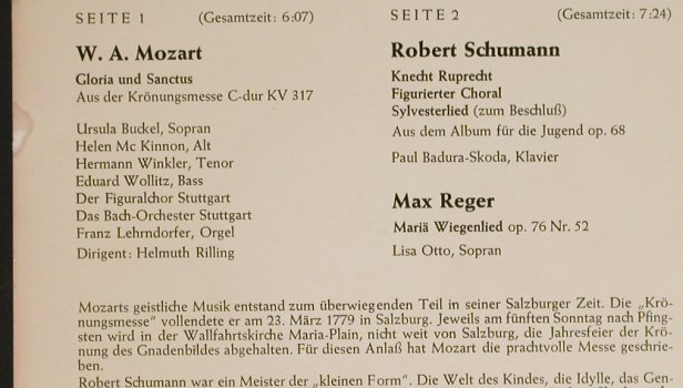 V.A.Das kleine Festkonzert: Mozart, Schumann, Reger, Eurocord (G 903), D Typ: EP Best.-Nr.: T435 Preis: 2,50 Euro