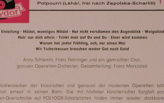 Lehar,Franz: Der Zarewitsch - Querschnitt, Polydor (20 081 EPH), D, Mono, 1964 Typ: EP Best.-Nr.: T4846 Preis: 3,00 Euro