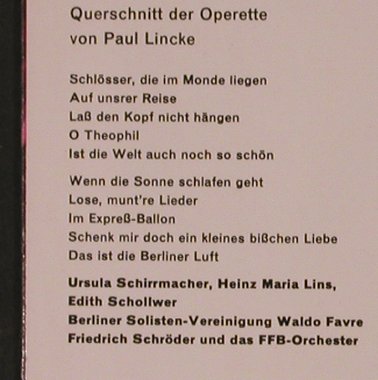 Lincke,Paul: Frau Luna-Operettenquerschnitt, Bertelsmann (36 786-P5), D Typ: EP Best.-Nr.: T4847 Preis: 3,00 Euro