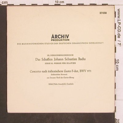 Bach,Johann Sebastian: Concerto n.Ital.Gusto F-dur,BWV 971, Archiv(37 038), D, 1965 - 7inch - T4915 - 2,50 Euro