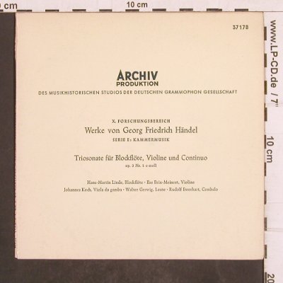 Händel,Georg Friedrich: Triosonate für Blockflöte,Violi&Con, Archiv (37 178), D, 1966 Typ: 7" Best.-Nr.: T4916 Preis: 2,50 Euro