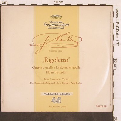 Verdi,Giuseppe: Rigoletto, Questa o quella..., D.Gr. (30 076 EPL), D, 1954 Typ: EP Best.-Nr.: T4917 Preis: 4,00 Euro