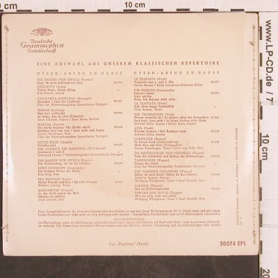 Verdi,Giuseppe: Rigoletto, Questa o quella..., D.Gr. (30 076 EPL), D, 1954 Typ: EP Best.-Nr.: T4917 Preis: 4,00 Euro