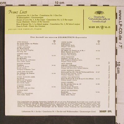 Liszt,Franz: Liebestraum Nr. 3 as-dur, D.Gr. (30 009 EPL), D, 1962 Typ: EP Best.-Nr.: T5407 Preis: 5,00 Euro