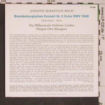 Bach,Johann Sebastian: Brandenb.Konzert Nr.3 G-dur,BWV1048, Columbia (C 50 586), D,vg+/m- Typ: 7" Best.-Nr.: T5409 Preis: 4,00 Euro