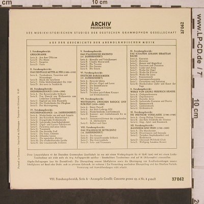 Corelli,Arcangelo: Das italienische Settecento, Archiv Produktion(37 062), D, 1963 - EP - T5411 - 7,50 Euro
