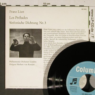 Liszt,Franz: Les Preludes, vg+/m-, Columbia(C 50 545), D,  - EP - T712 - 2,50 Euro