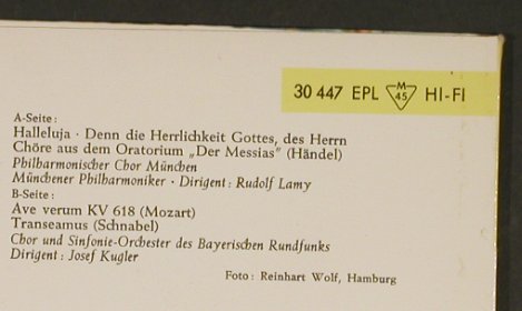 Händel/Mozart: Der Messias :Halleluja,Ave Verum, D.Gr. (EPL 30 447), D, 1960 Typ: EP Best.-Nr.: T715 Preis: 3,00 Euro
