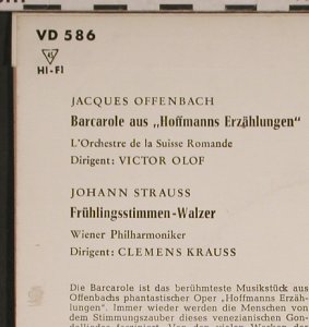 Offenbach,Jacques/Strauss, Johann: Barcarole/Frühlingsstimmen-Walzer, Decca (VD 586), D Typ: EP Best.-Nr.: T861 Preis: 3,00 Euro