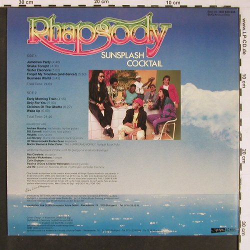 Rhapsody: Sunsplash Cocktail, Synton (805 840-938), D, 1988 Typ: LP Best.-Nr.: Y679 Preis: 6,00 Euro
