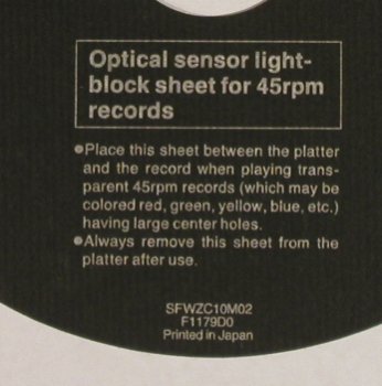 Optical sensor light-block sheet: for 45 rpm records, SFWZC10M02(F1179D0), Japan,  - 7inch - S8825 - 2,50 Euro