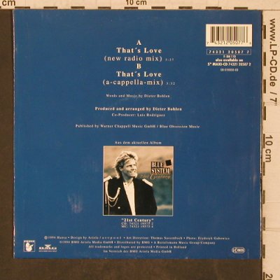 Blue System: That's Love - Only Cover, Hansa (743212050776), D, 1994 Typ: Cover Best.-Nr.: T5758 Preis: 2,50 Euro