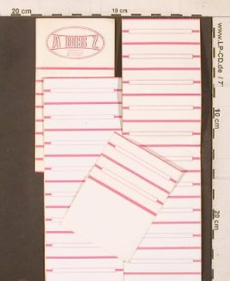 Musicbox Titelschilder: 30 Stk.- Unbeschriftet, A BIS Z,Wiesendamm,HH, D Typ: Zubeh Best.-Nr.: Z133 Preis: 3,00 Euro